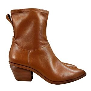 Franco Sarto Sammi Side Zipper‎ Ankle Brown Faux Leather Boots Womens Size 6M